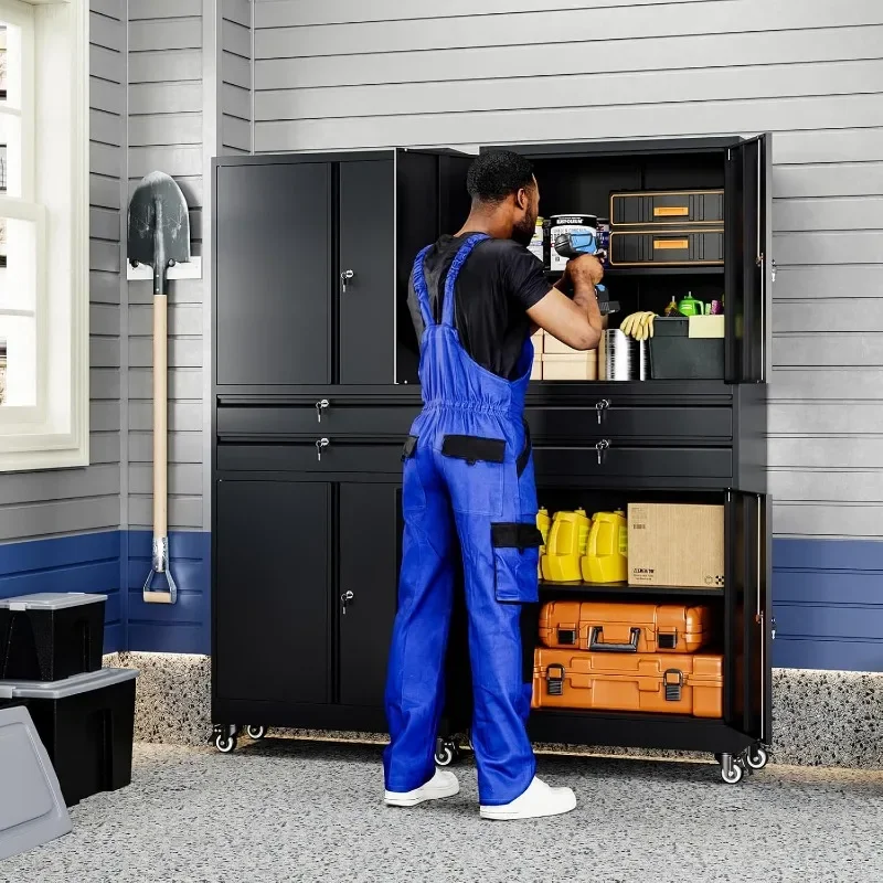 Yizosh Metal Garage Storage Cabinet with Locking Doors and Adjustable Shelves, 74" Rolling Tool Storage Cabinet with 4 Wheels
Yizosh Metal Garage Storage Cabinet with Locking Doors and Adjustable Shelves, 74" Rolling Tool Storage Cabinet with 4 Wheels