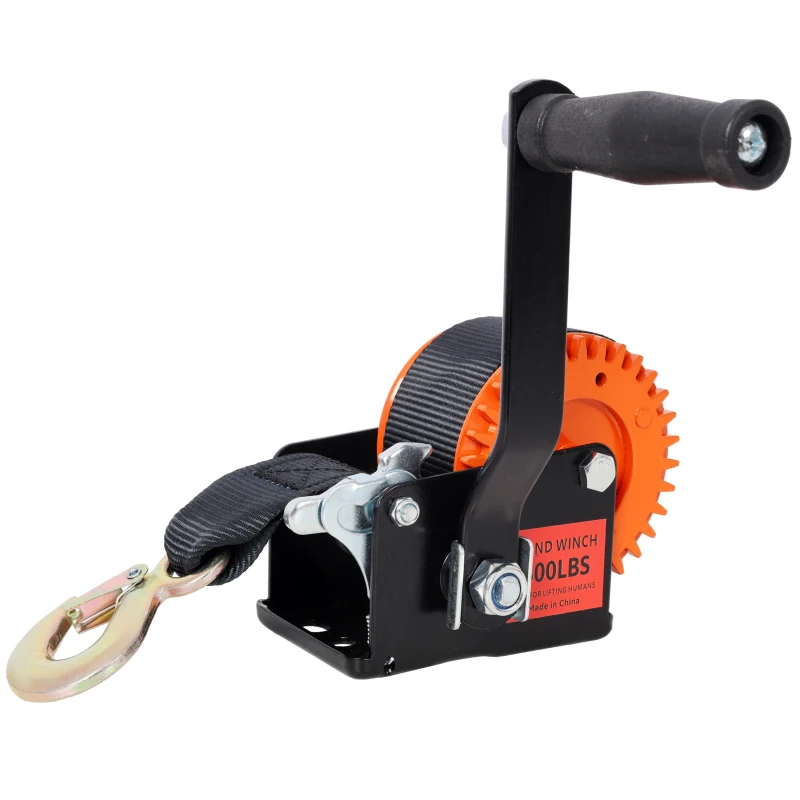 600LBS Hand Winch,with 19.6FT Black Strap,Orange & Black Shell,3.1:1 Gear Ratio Portable Winch,Two-Way Ratchet,Manual Operated Hand Crank Winch for Trailer, Boat or ATV Towing
600LBS Hand Winch,with 19.6FT Black Strap,Orange & Black Shell,3.1:1 Gear Ratio Portable Winch,Two-Way Ratchet,Manual Operated Hand Crank Winch for Trailer, Boat or ATV Towing