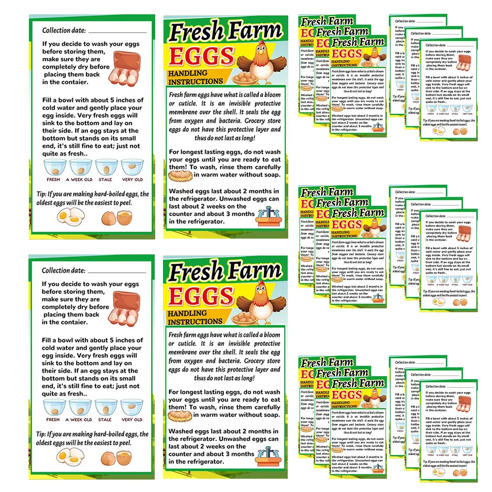 250Pcs Egg Care Instruction Cards Farm Fresh Egg Handling Cards for Optimal Freshness Refrigerator Storage Date Monitoring
250Pcs Egg Care Instruction Cards Farm Fresh Egg Handling Cards for Optimal Freshness Refrigerator Storage Date Monitoring