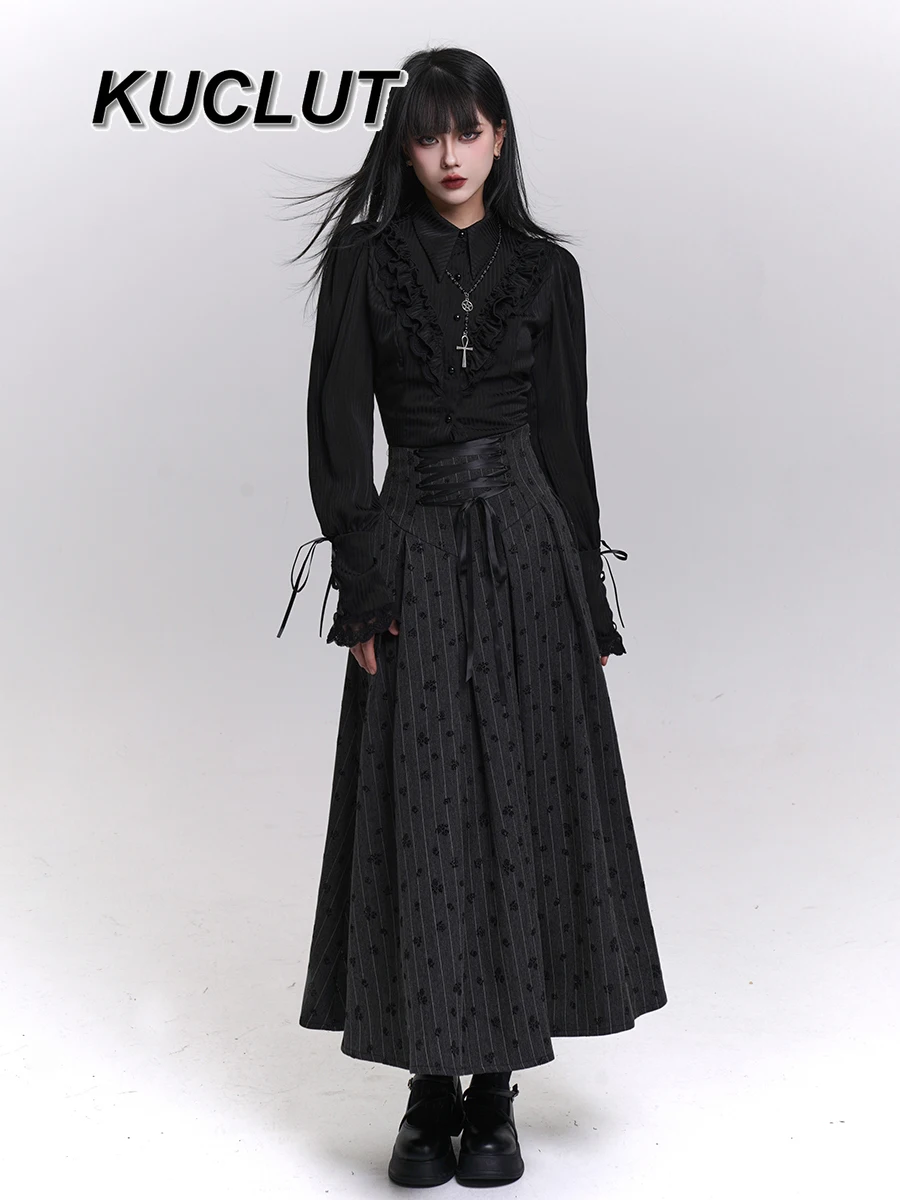 Gray Striped High-Waisted Midi Skirts for Women Fashion Elegant Autumn Winter Girl Long Waist-Cinching A-Line Skirt Femme
Gray Striped High-Waisted Midi Skirts for Women Fashion Elegant Autumn Winter Girl Long Waist-Cinching A-Line Skirt Femme