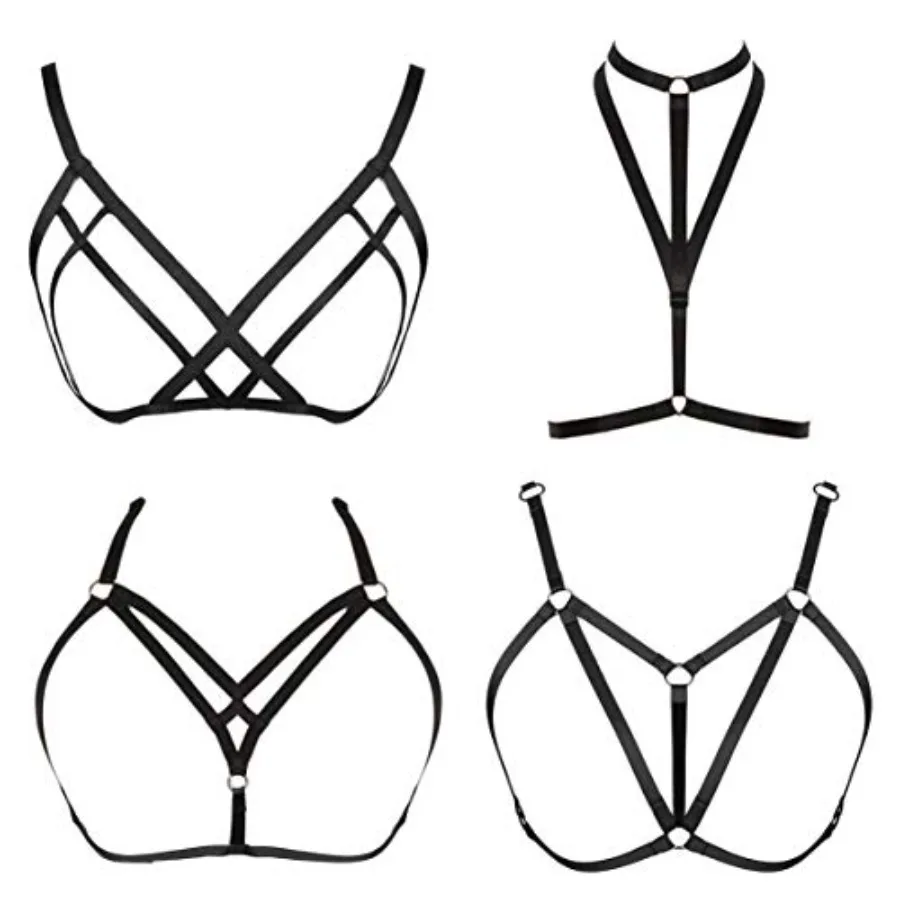 FIBO STEEL 4 Pcs Womens Strappy Cage Bra Sexy Bra Harness for Women
FIBO STEEL 4 Pcs Womens Strappy Cage Bra Sexy Bra Harness for Women