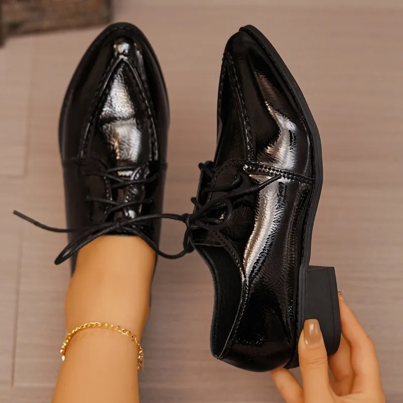 Low-heeled Leather Shoes Spring and Autumn New Pointed Toe Lace-up Soft-soled Non-slip Block Heel Single Shoes
Low-heeled Leather Shoes Spring and Autumn New Pointed Toe Lace-up Soft-soled Non-slip Block Heel Single Shoes