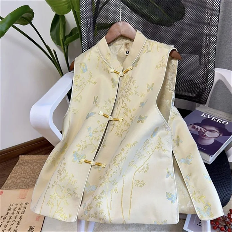 Women Vest NewJacket New National Wind Vest Spring and Autumn Fashion Sleeveless new Chinese Stand Collar Jacquard Temperament
Women Vest NewJacket New National Wind Vest Spring and Autumn Fashion Sleeveless new Chinese Stand Collar Jacquard Temperament