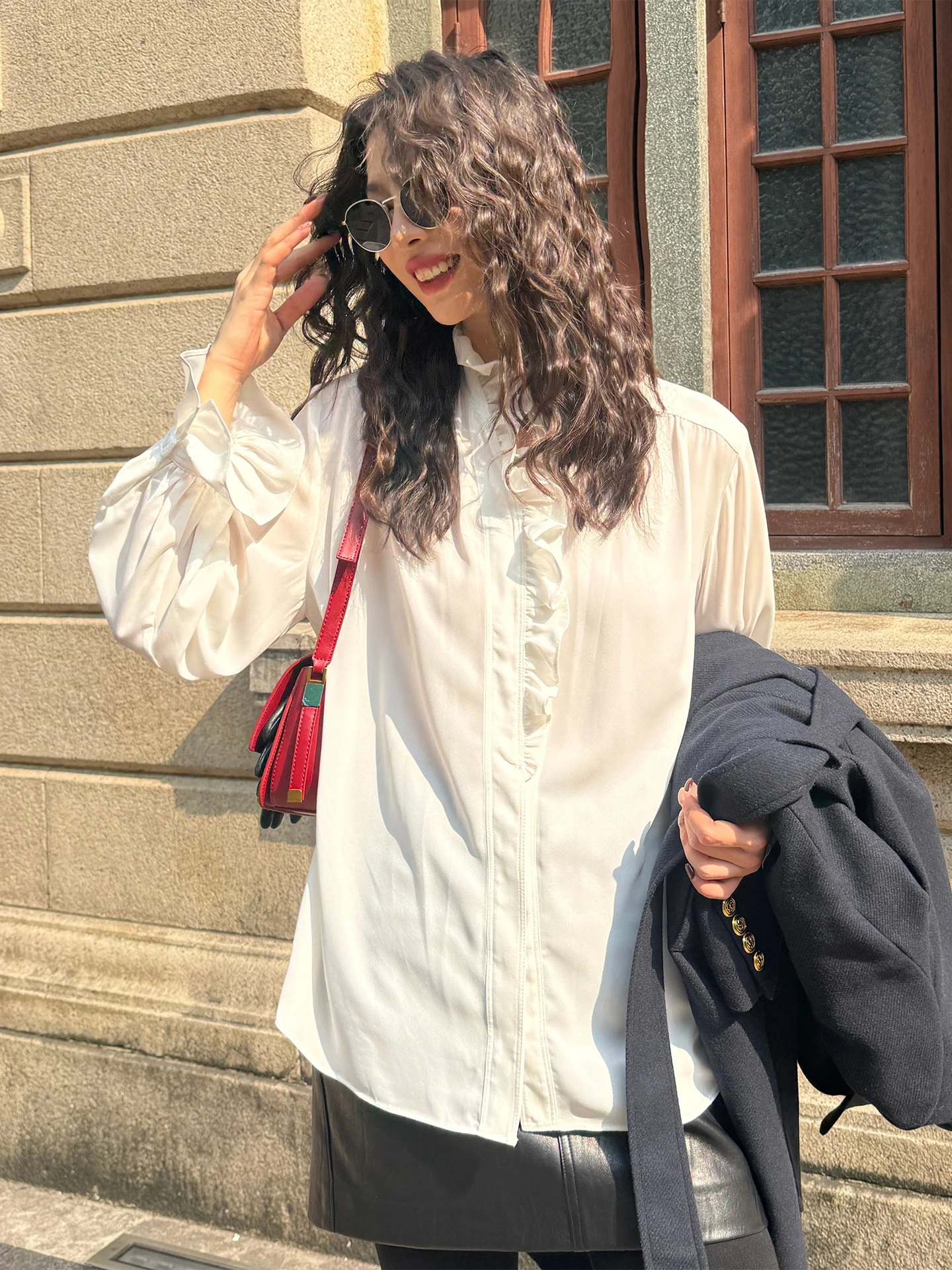 Nana Tall Women's White n irt DMX Ruffle Collar Soft Polyester Long Sve Petal Design Casual Loose Fit Spring
Nana Tall Women's White n irt DMX Ruffle Collar Soft Polyester Long Sve Petal Design Casual Loose Fit Spring