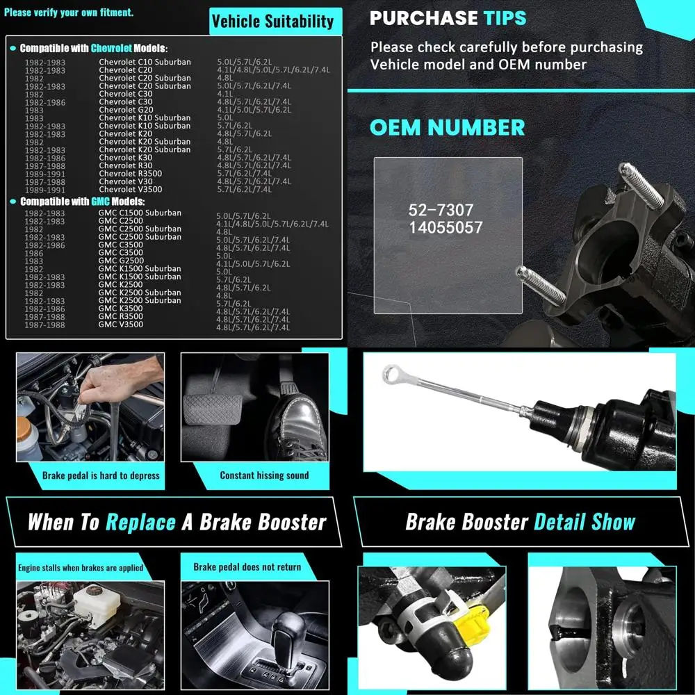 52-7307 Гидравлический усилитель тормозов, гидроусилитель, совместимый с Chevrolet C10 C20 Suburban G20 K20 K30 R30 V3500, пикапом GMC
52-7307 Гидравлический усилитель тормозов, гидроусилитель, совместимый с Chevrolet C10 C20 Suburban G20 K20 K30 R30 V3500, пикапом GMC