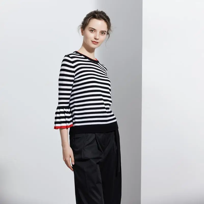 Bla White Stripes Merino Wool 6 Needle round Ne Knitted Sweater Flared Sve Commute Sle Slim Fit Seven Quarter Length
Bla White Stripes Merino Wool 6 Needle round Ne Knitted Sweater Flared Sve Commute Sle Slim Fit Seven Quarter Length