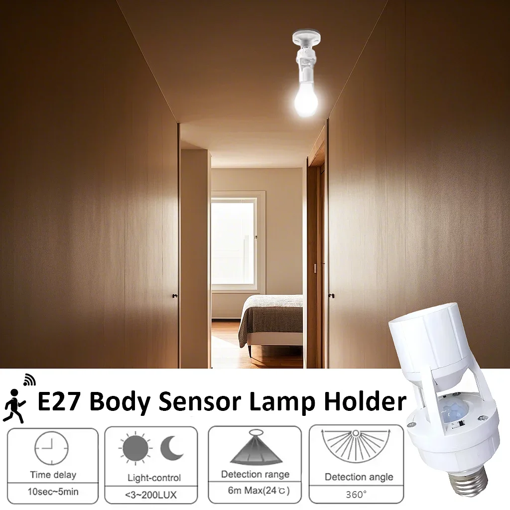 AC85-265V Human Infrared Sensor Lampholder E27 Base PIR Motion Sensor Delay Switch Corridor Balcony Staircase LED Bulb Adapter
AC85-265V Human Infrared Sensor Lampholder E27 Base PIR Motion Sensor Delay Switch Corridor Balcony Staircase LED Bulb Adapter