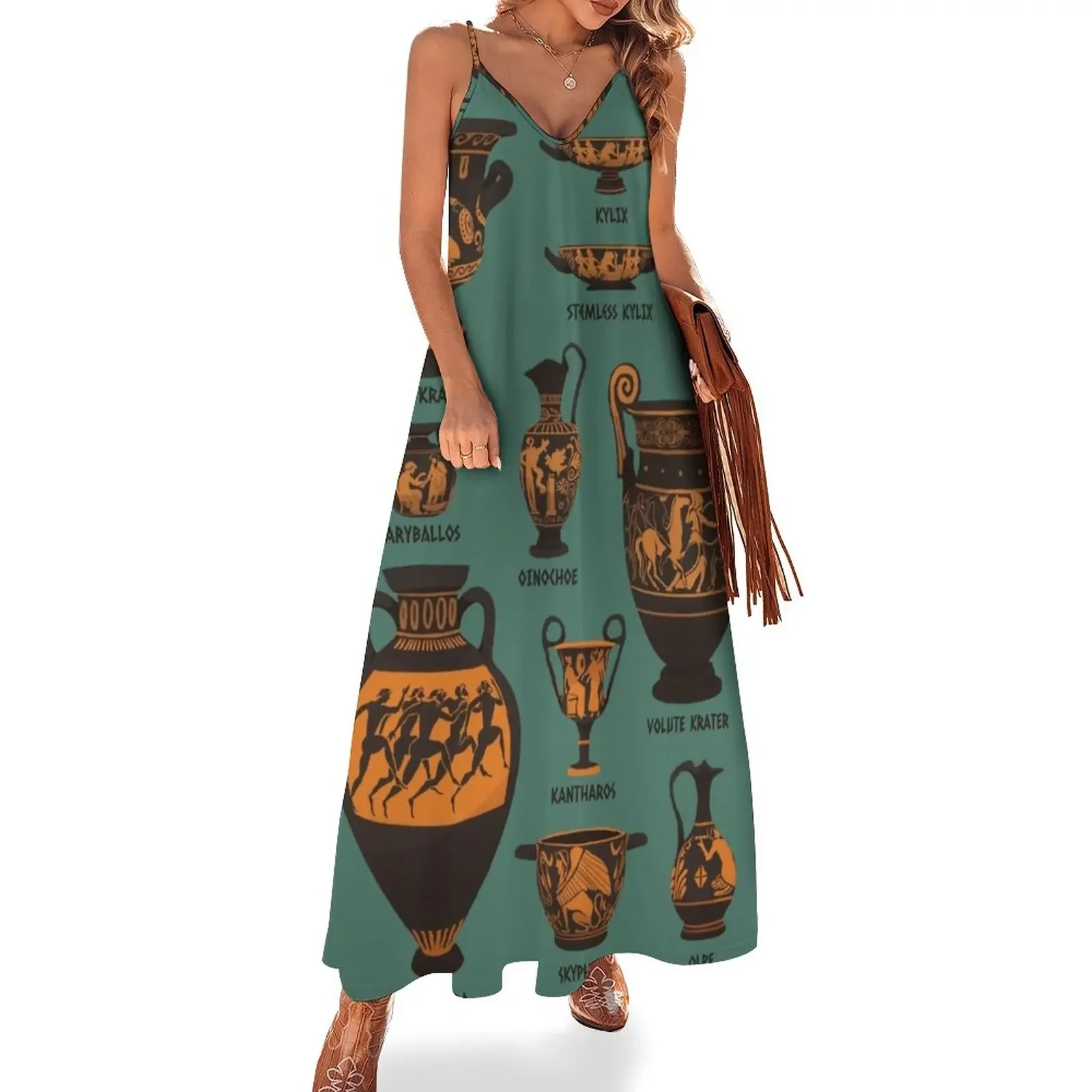 Ancient Greek Pottery Sleeveless Dress Dress woman elegant guest wedding dress
Ancient Greek Pottery Sleeveless Dress Dress woman elegant guest wedding dress