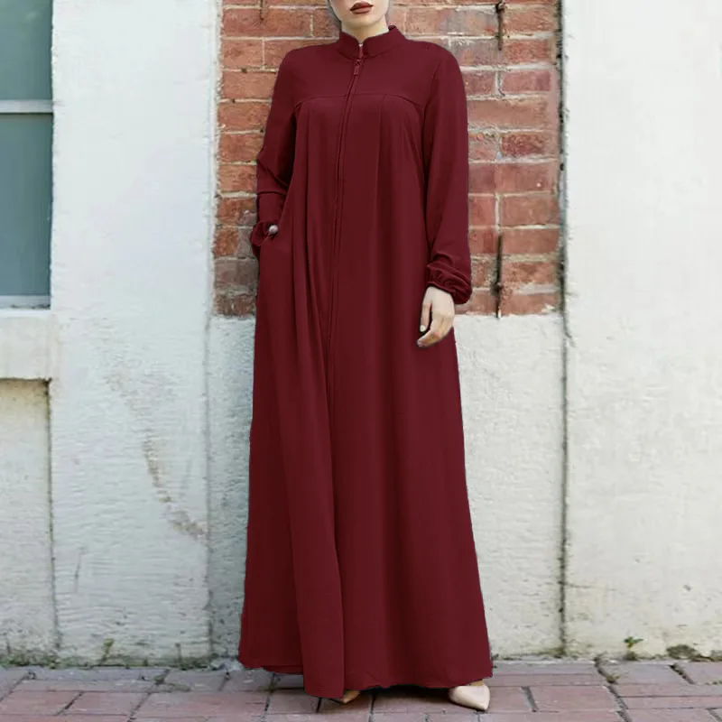 2024 Muslim Women's Arabian Style Standing Collar Pocket Cardigan Green Dress
2024 Muslim Women's Arabian Style Standing Collar Pocket Cardigan Green Dress