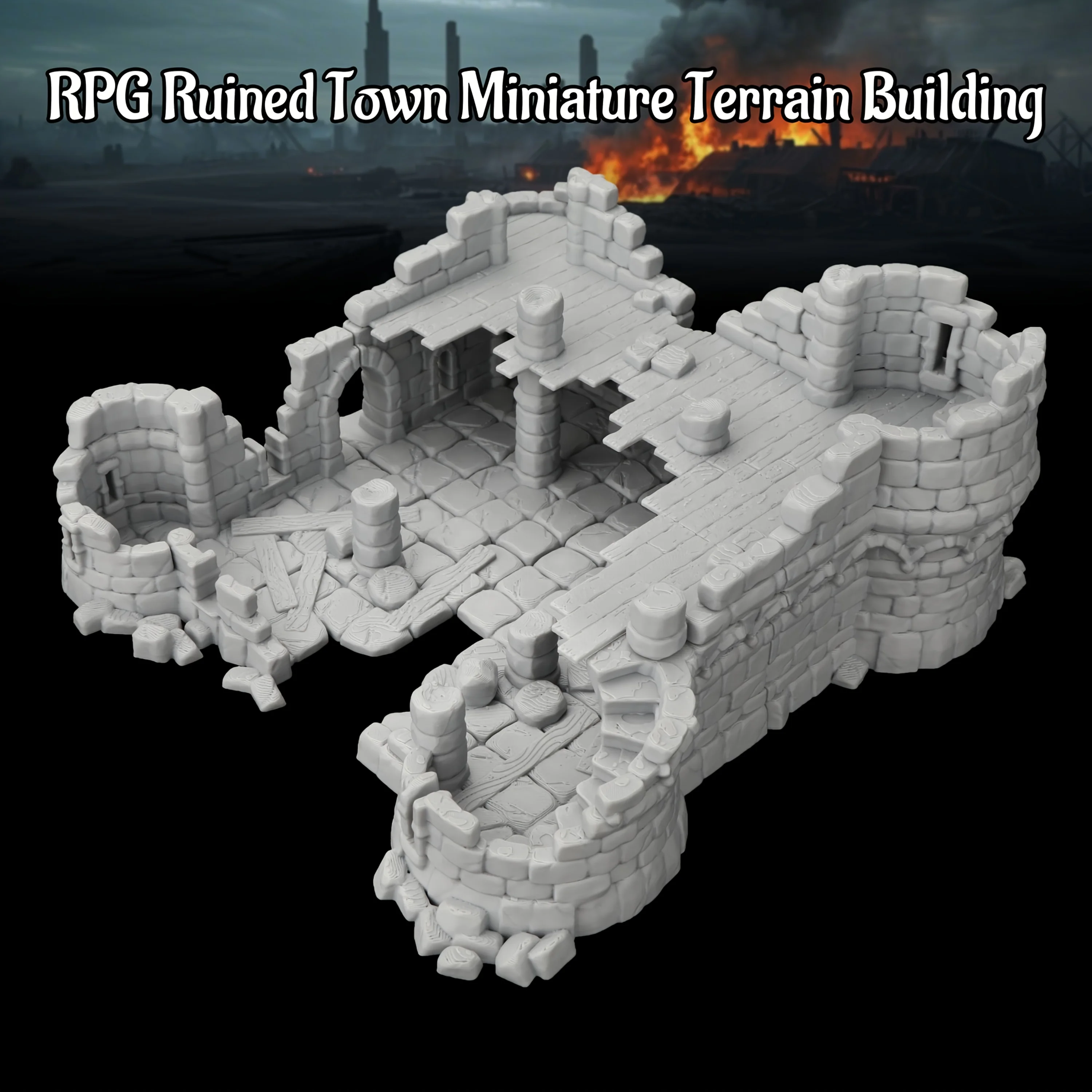 RPG Miniature Terrain Ruined Town Set, Abandoned Village Scenic Setting with Miniature Props for TTRPG, Fantasy Terrain Building
RPG Miniature Terrain Ruined Town Set, Abandoned Village Scenic Setting with Miniature Props for TTRPG, Fantasy Terrain Building