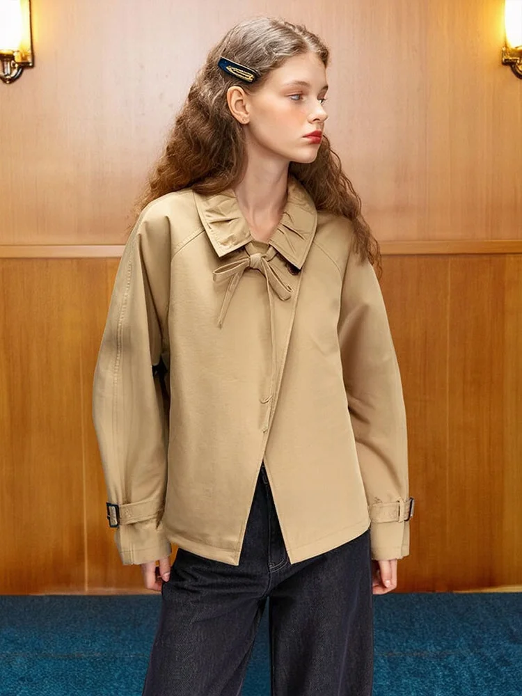 ZhuoZhi American Style Knot Short Jacket Women's Loose Fit Khaki Color Fall New Arrival Ladies' Fashion Outerwear
ZhuoZhi American Style Knot Short Jacket Women's Loose Fit Khaki Color Fall New Arrival Ladies' Fashion Outerwear