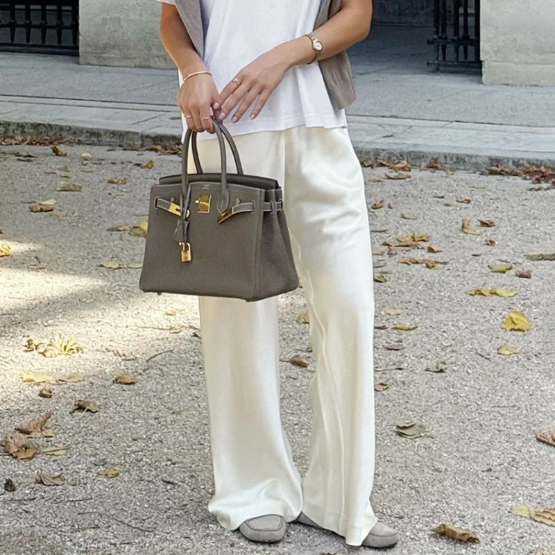 FL Chic Satin Wide Leg Dress Pants Women's Stylish Elastic Waist Loose Fit Long Trousers Streetwear Work Solid Color New 2026
FL Chic Satin Wide Leg Dress Pants Women's Stylish Elastic Waist Loose Fit Long Trousers Streetwear Work Solid Color New 2026