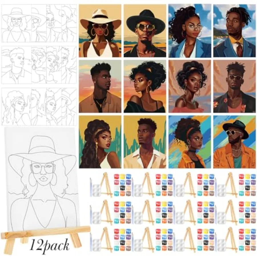 12 Pack Pre Drawn Canvas for Painting Sip and Paint Kit 8" x 10" Paint Party Set Canvas Painting Pre Printed Canvases for Party
12 Pack Pre Drawn Canvas for Painting Sip and Paint Kit 8" x 10" Paint Party Set Canvas Painting Pre Printed Canvases for Party