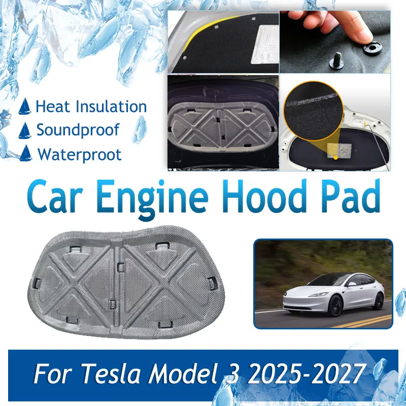 Защитный коврик для капота автомобиля Tesla Model 3 Refresh 2025 2026 2027, серебристый, для шумо- и теплоизоляции переднего двигателя, аксессуары для авто
Защитный коврик для капота автомобиля Tesla Model 3 Refresh 2025 2026 2027, серебристый, для шумо- и теплоизоляции переднего двигателя, аксессуары для авто
