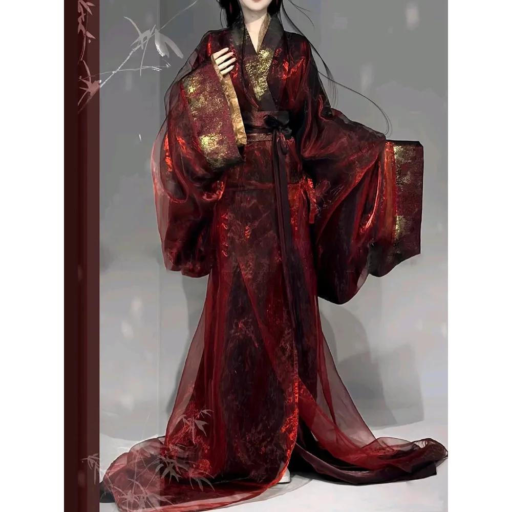 Red Heavy Craft Warring States Robe Hanfu Women Wedding Dress Court Style Cross Collar Large Sleeve Ancient Chinese Straight
Red Heavy Craft Warring States Robe Hanfu Women Wedding Dress Court Style Cross Collar Large Sleeve Ancient Chinese Straight