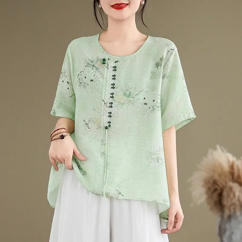 Chinese Style Linen Embroidered T-Shirt Women 2025 New Loose Fit Slimming Casual Top Spring Summer Cotton Blend Blouse G138
Chinese Style Linen Embroidered T-Shirt Women 2025 New Loose Fit Slimming Casual Top Spring Summer Cotton Blend Blouse G138