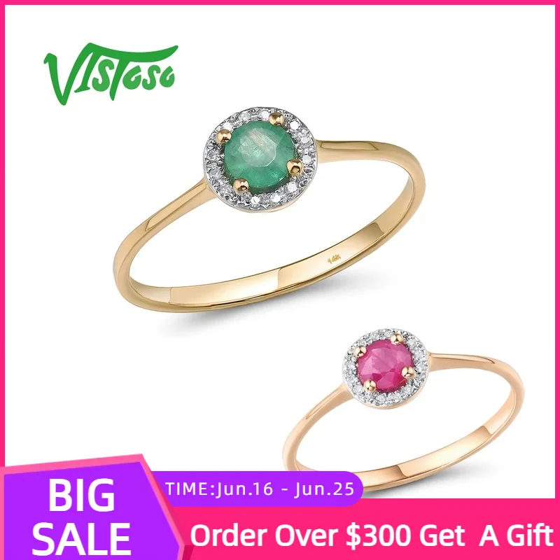VISTOSO Pure 14K 585 Rose/Yellow Gold Rings For Women Sparkling Diamond Round 4mm Ruby/Emerald Luxury Wedding Band Fine Jewelry
VISTOSO Pure 14K 585 Rose/Yellow Gold Rings For Women Sparkling Diamond Round 4mm Ruby/Emerald Luxury Wedding Band Fine Jewelry