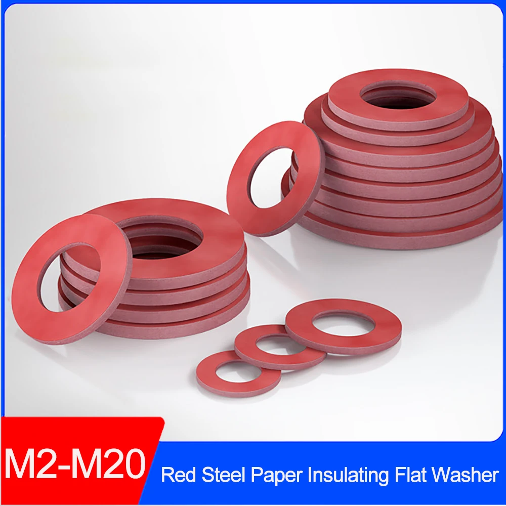 Red Steel Paper Fiber Flat Washer Insulating Plain Gasket Ring Meson M2-M20 Electrical Insulation Gaskets for Hardware Fasteners
Red Steel Paper Fiber Flat Washer Insulating Plain Gasket Ring Meson M2-M20 Electrical Insulation Gaskets for Hardware Fasteners