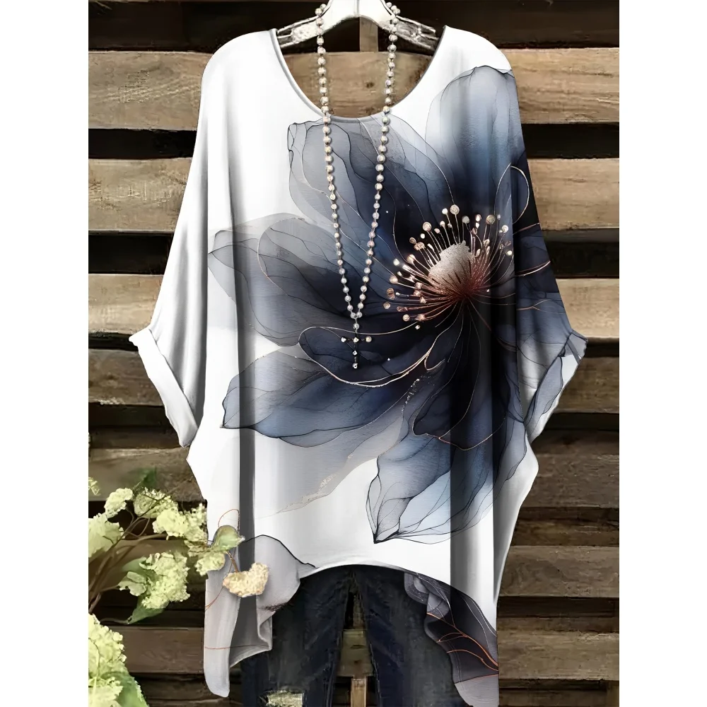 Summer Elegant Woman Floral Print Top Vintage Round Neck Women's Short Sleeve Y2k Graphic T-Shirt Fashion Y2k Clothes Woman 2025
Summer Elegant Woman Floral Print Top Vintage Round Neck Women's Short Sleeve Y2k Graphic T-Shirt Fashion Y2k Clothes Woman 2025