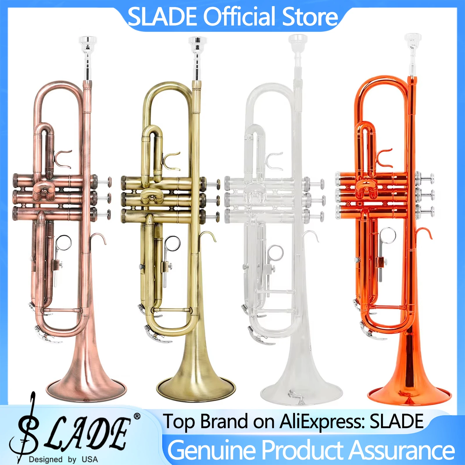 SLADE Bb Trumpet Standard Trumpet Set for Beginner Students with Box Cleaning Kit 7C Mouthpiece and Gloves Brass Instrument
SLADE Bb Trumpet Standard Trumpet Set for Beginner Students with Box Cleaning Kit 7C Mouthpiece and Gloves Brass Instrument