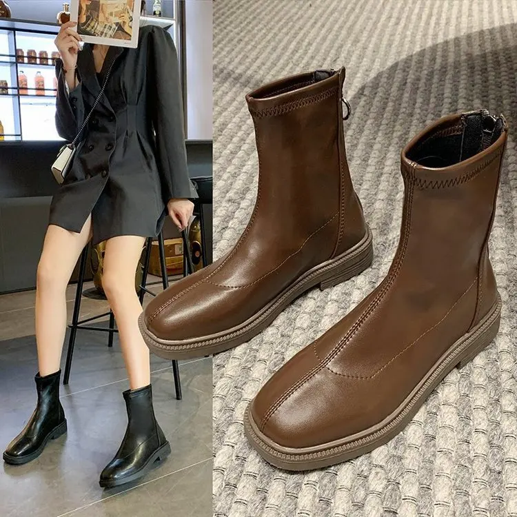 Women's Short Boots 2025 Autumn Edition Autumn New Style French Round Head Back Zipper Chelsea Skinny Boots Short Boots
Women's Short Boots 2025 Autumn Edition Autumn New Style French Round Head Back Zipper Chelsea Skinny Boots Short Boots