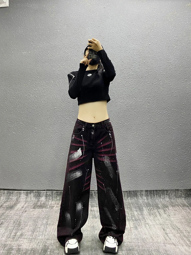 Handsome graffiti contrasting casual jeans high waist loose and thin versatile straight wide leg floor pants
Handsome graffiti contrasting casual jeans high waist loose and thin versatile straight wide leg floor pants