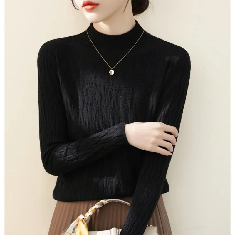 Wrinkled Sweater with a New Autumn Winter Long-sleeved Half-high Neck Knitted Base Shirt Top
Wrinkled Sweater with a New Autumn Winter Long-sleeved Half-high Neck Knitted Base Shirt Top
