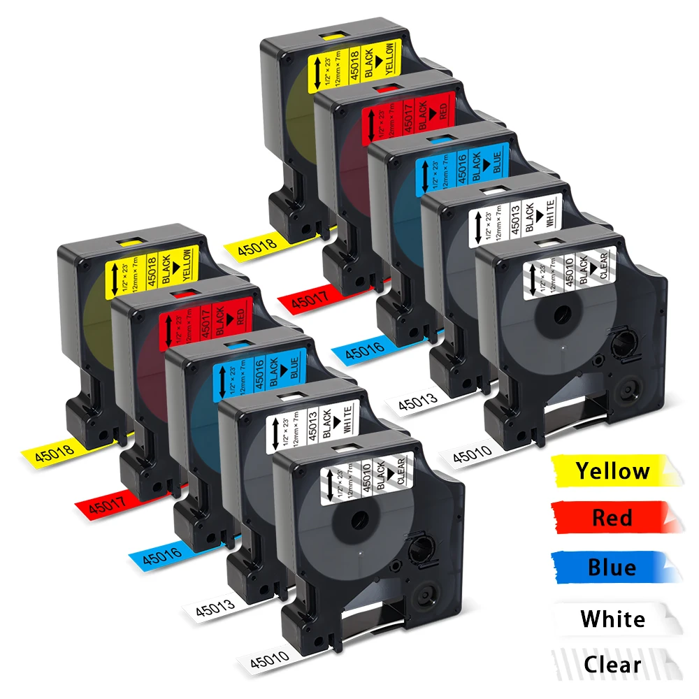 10 шт. 45013 этикеток для ленты Dymo D1 12 мм 45010 45013 45016 45017 45018 для Dymo LabelManager LM160 210D 280 360D Label Maker
10 шт. 45013 этикеток для ленты Dymo D1 12 мм 45010 45013 45016 45017 45018 для Dymo LabelManager LM160 210D 280 360D Label Maker
