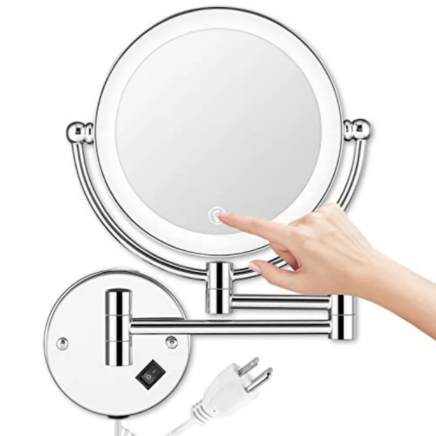 Wall Mounted Lighted Makeup Mirror, 8 Inch Double-Sided 1X 5X Magnifying Mirror for Bathroom, 11'' Extendable Arm, 360° Swivel,
Wall Mounted Lighted Makeup Mirror, 8 Inch Double-Sided 1X 5X Magnifying Mirror for Bathroom, 11'' Extendable Arm, 360° Swivel,