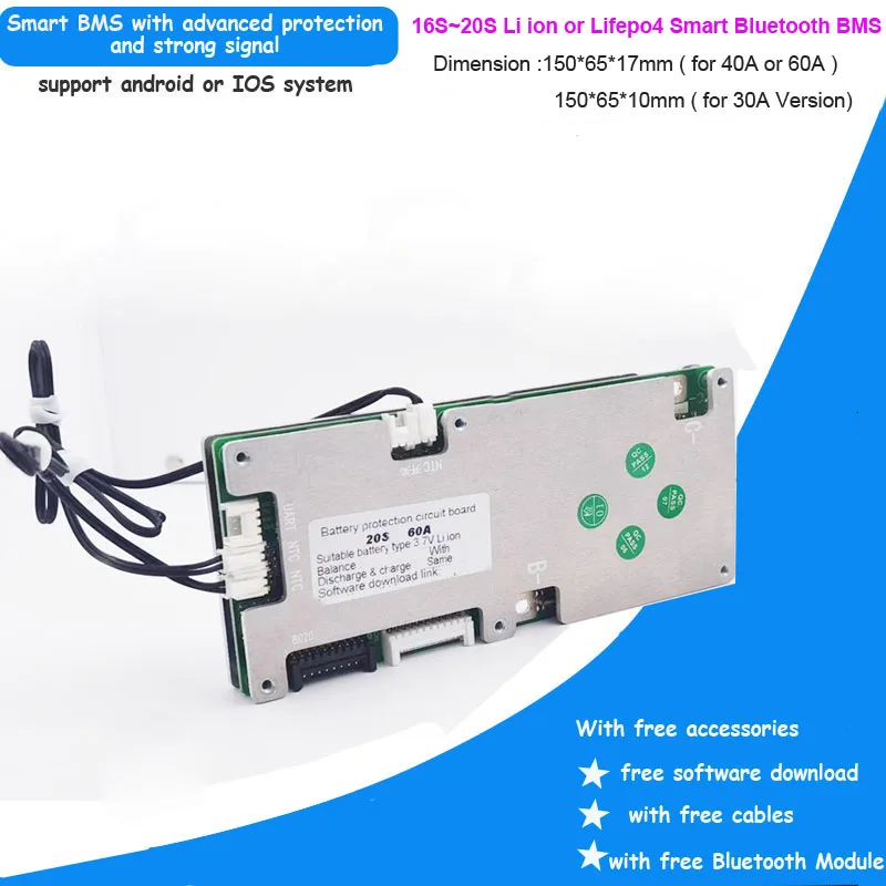 58,4 в 73 в 16S 60V17S 18S 20S 72 в литиевый и Lifepo4 smart Bluetooth BMS с функцией связи и постоянным током 20 А до 60 А
58,4 в 73 в 16S 60V17S 18S 20S 72 в литиевый и Lifepo4 smart Bluetooth BMS с функцией связи и постоянным током 20 А до 60 А