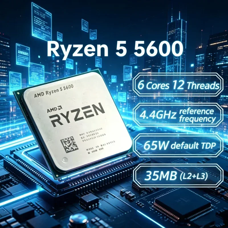 AMD Ryzen 5 5600 R5 5600 for Gaming Office Work 6 Cores 12 Threads 3.5GHz AM4 65W Desktop CPU
AMD Ryzen 5 5600 R5 5600 for Gaming Office Work 6 Cores 12 Threads 3.5GHz AM4 65W Desktop CPU