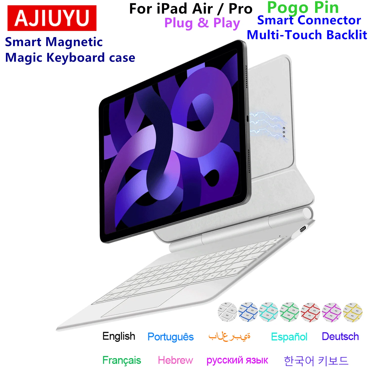 Smart Pogo Pin Direct Connection Keyboard for iPad Pro 11 12.9 13'' iPad Air 5 4 6 7 8 11 13 inch Case Korean Portuguese 한국어
Smart Pogo Pin Direct Connection Keyboard for iPad Pro 11 12.9 13'' iPad Air 5 4 6 7 8 11 13 inch Case Korean Portuguese 한국어