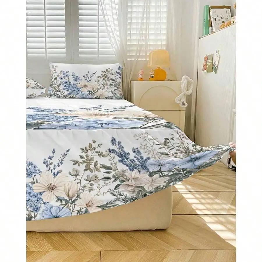 Elegant Floral 3 Piece Bedding Set With Ruffled Skirt Queen Size Coverlet Pillow Sham
Elegant Floral 3 Piece Bedding Set With Ruffled Skirt Queen Size Coverlet Pillow Sham