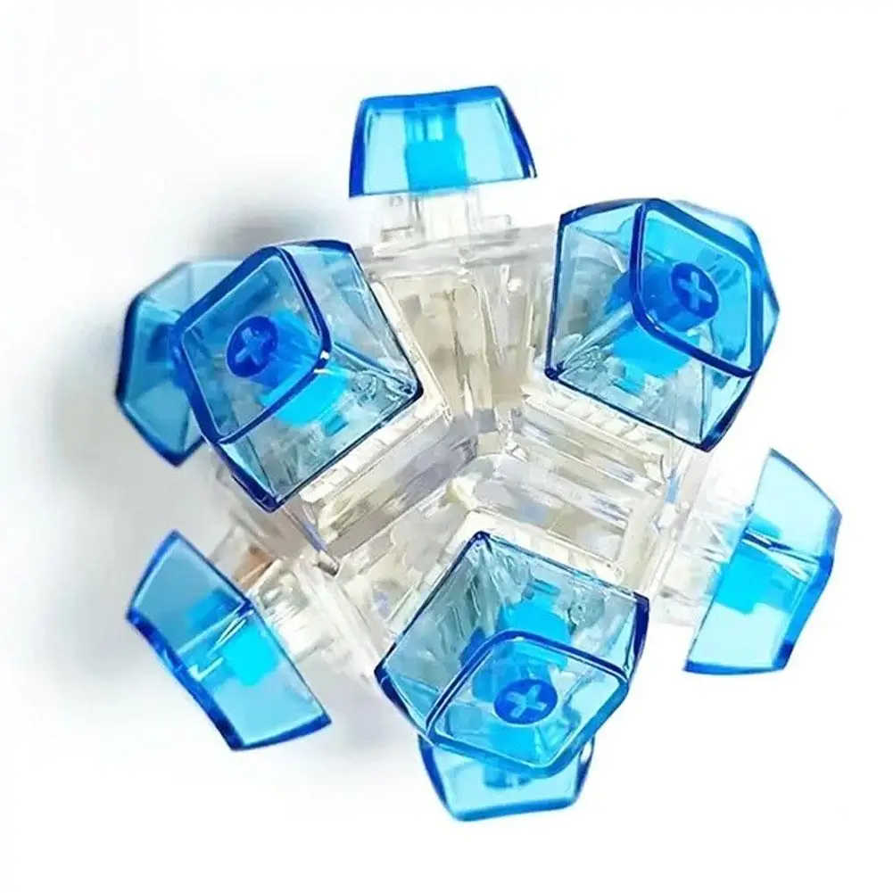 Mini PC Transparent Mechanical Keyboard Keychain Fidget Toy Stress Relief Decompression Clicker Switch Tester for Bag Decor