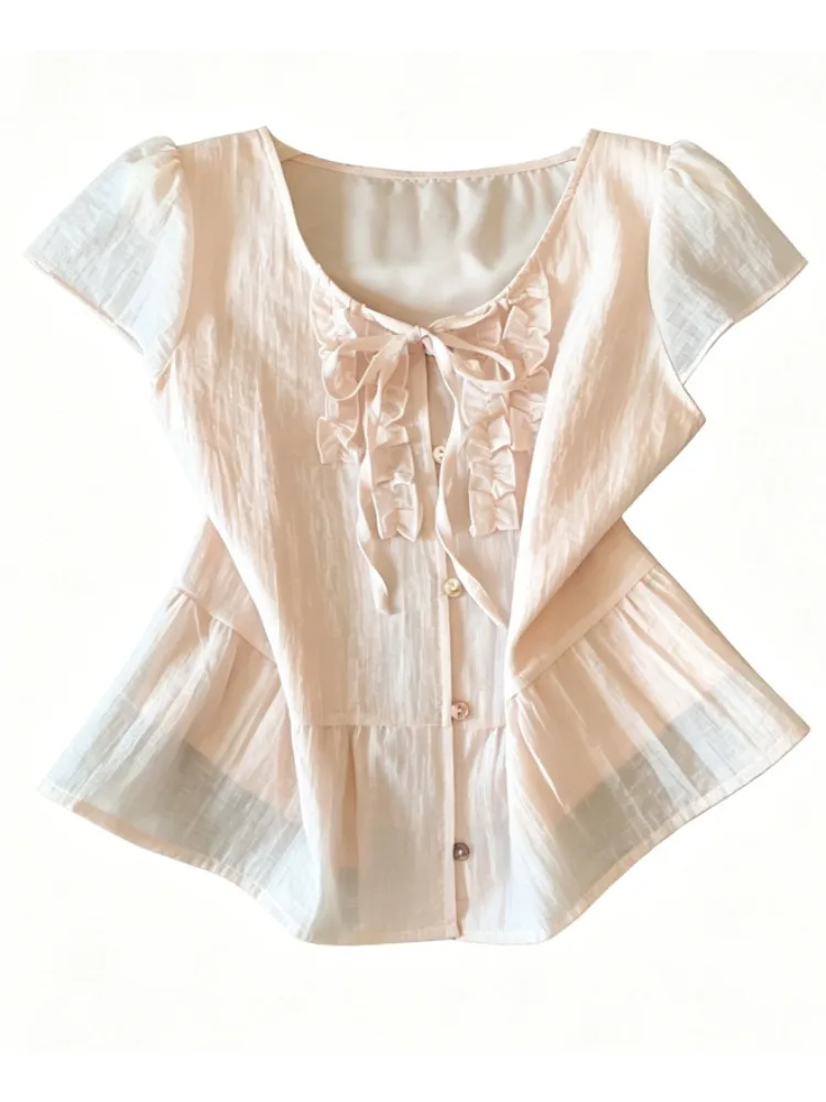 Sweet Style Short Sleeve Shirt Women's Summer 2026 New Design Knot Small Size Slimming Top Korean Style Commute
Sweet Style Short Sleeve Shirt Women's Summer 2026 New Design Knot Small Size Slimming Top Korean Style Commute