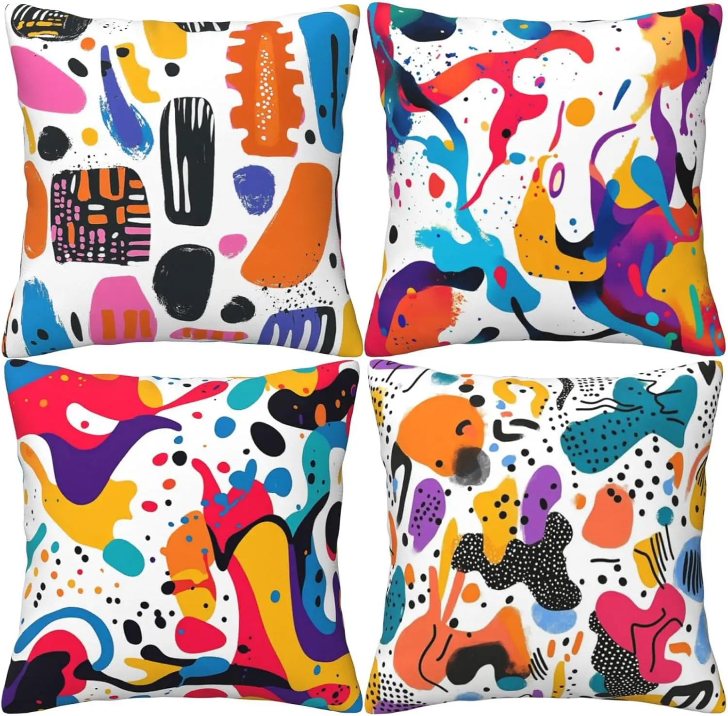 4Pcs Abstract Graffiti Throw Pillow Covers with Colorful Blob Dot Brush Stroke Modern Art Print Cushion Cases for Sofa Living
4Pcs Abstract Graffiti Throw Pillow Covers with Colorful Blob Dot Brush Stroke Modern Art Print Cushion Cases for Sofa Living