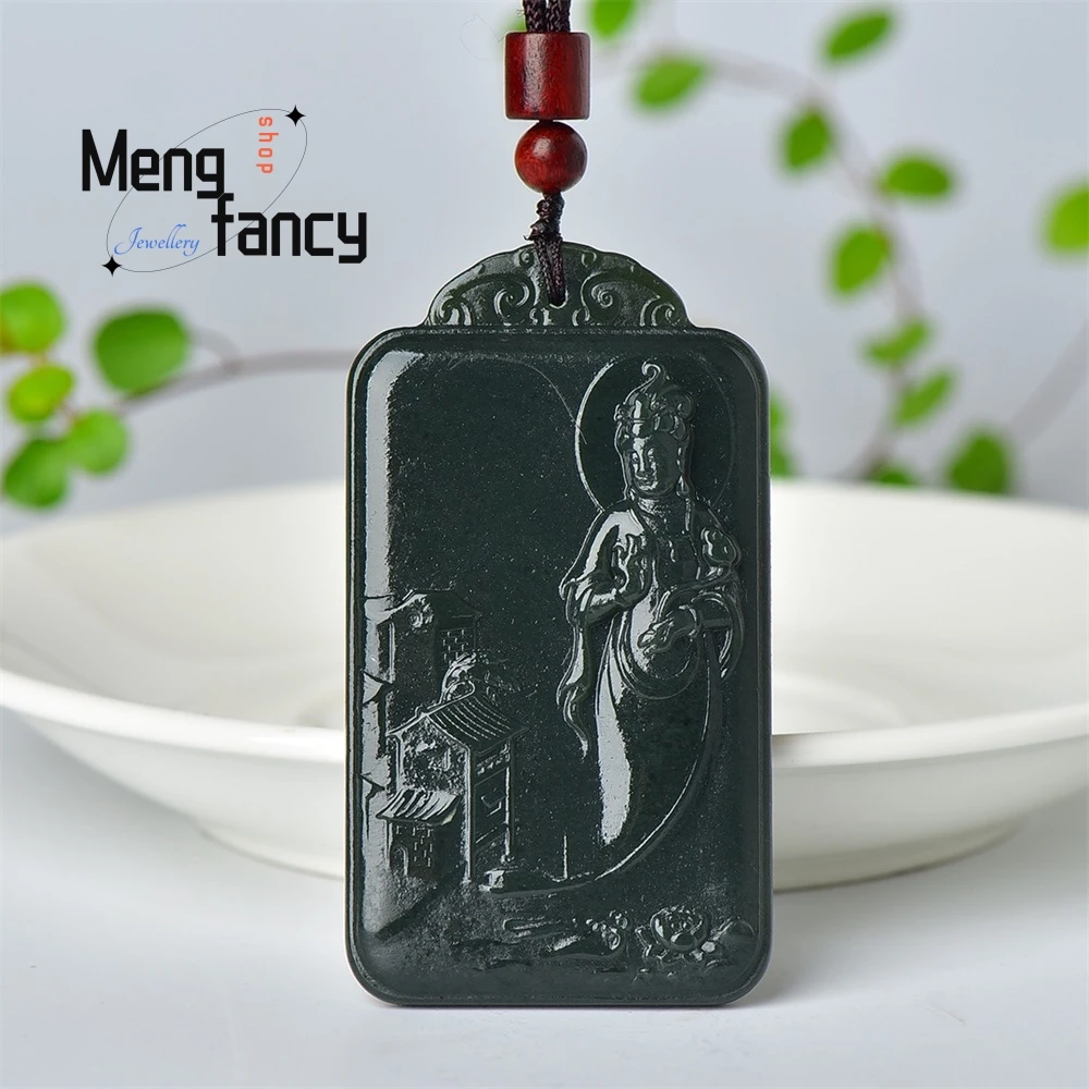 Delicate Natural Hetian Jade Qingyu Lucky Avalokitesvara Pendant National Style Buddhist Amulets Fashion Jewelry Holiday Gifts
Delicate Natural Hetian Jade Qingyu Lucky Avalokitesvara Pendant National Style Buddhist Amulets Fashion Jewelry Holiday Gifts
