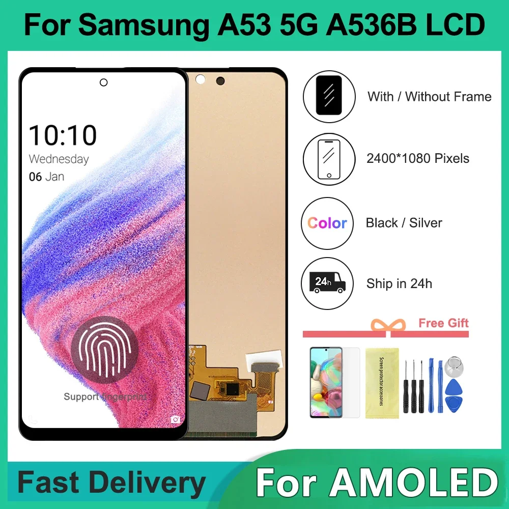 Для AMOLED A536 Замена экрана для Samsung A53 5G A536B SM-A536B/DS SM-A536U ЖК-дисплей Сенсорный экран + рамка в сборе 
Для AMOLED A536 Замена экрана для Samsung A53 5G A536B SM-A536B/DS SM-A536U ЖК-дисплей Сенсорный экран + рамка в сборе