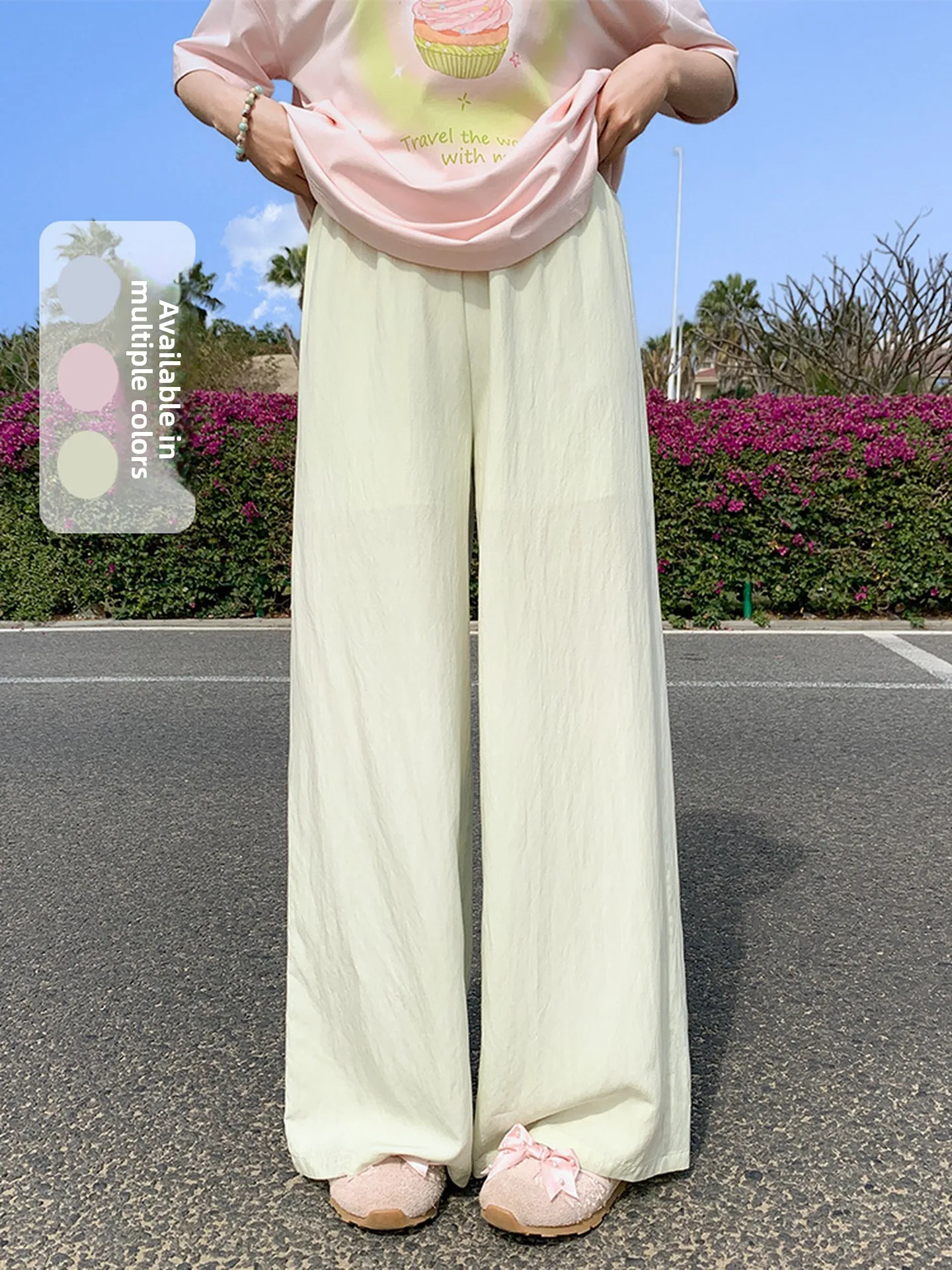 Sweet Style High Waist Wide Leg Pants Women's Simple Pure Color Casual Trousers Summer Fashion Elastic Waist Comfortable Fit
Sweet Style High Waist Wide Leg Pants Women's Simple Pure Color Casual Trousers Summer Fashion Elastic Waist Comfortable Fit