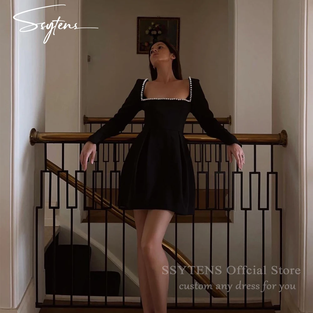 SSYTENS Black Pearls Prom Dresses Square Neck Long Sleeves Prom Dresses Short Customized Vestidos De Fiesta Elegantes Party Gown
SSYTENS Black Pearls Prom Dresses Square Neck Long Sleeves Prom Dresses Short Customized Vestidos De Fiesta Elegantes Party Gown