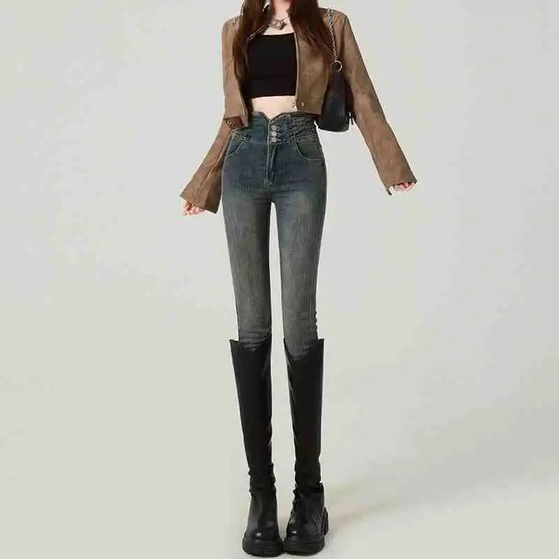 High Waist Fleece Lined Thickened Elastic Slimming Pencil Jeans Women's Denim Pants Spring Autumn Winter High Elasticity Wear...
High Waist Fleece Lined Thickened Elastic Slimming Pencil Jeans Women's Denim Pants Spring Autumn Winter High Elasticity Wear...