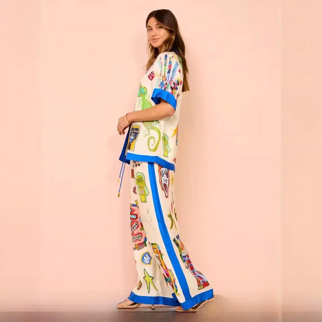 Fashion Printed Leisure Suit Independent Station Short Sleeve Color Matching Holiday Women's Set
Fashion Printed Leisure Suit Independent Station Short Sleeve Color Matching Holiday Women's Set