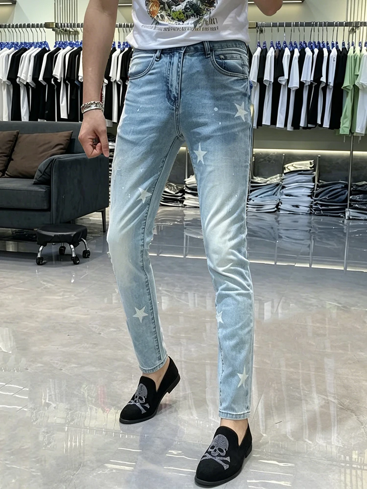 Trendy Youthful Printed Jeans Men's Slim Fit Nine-Piece Summer Fashionable Youthful Versatile Slim Leggings Casual Cotton
Trendy Youthful Printed Jeans Men's Slim Fit Nine-Piece Summer Fashionable Youthful Versatile Slim Leggings Casual Cotton