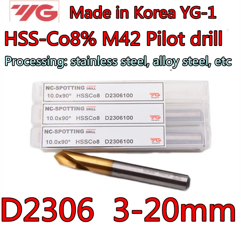D3.0-D20.0 YG-1 D2306 HSS-Co8% M42 90degrees Pilot drill Processing: stainless steel, alloy steel, etc
D3.0-D20.0 YG-1 D2306 HSS-Co8% M42 90degrees Pilot drill Processing: stainless steel, alloy steel, etc