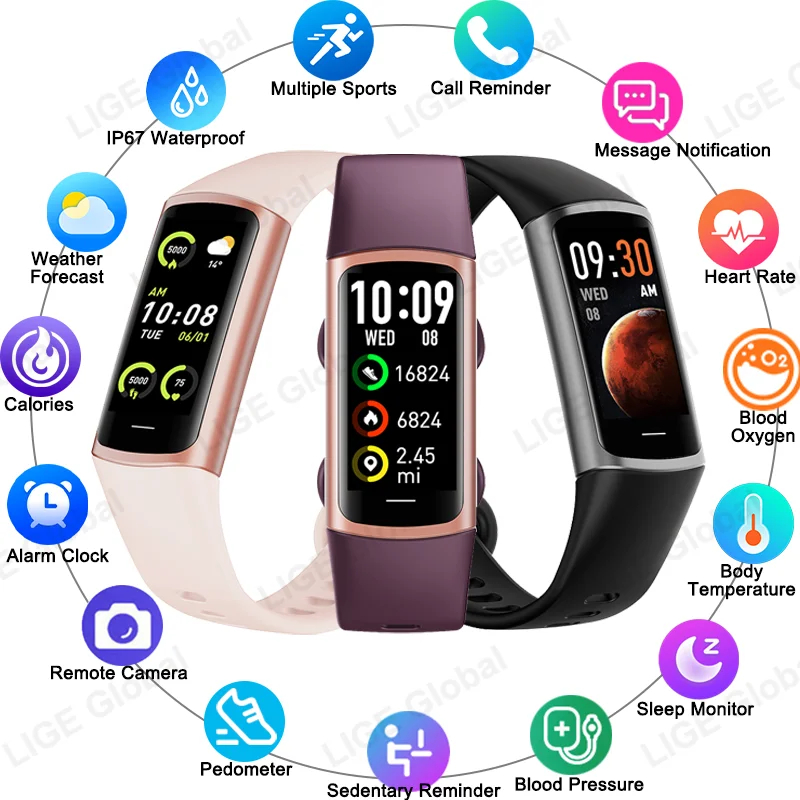 LIGE 2026 NEW Smart Watch Band Men Women Heart Rate SpO2 Blood Pressure Temperature Smartwatch Waterproof Sports Fitness Tracker
LIGE 2026 NEW Smart Watch Band Men Women Heart Rate SpO2 Blood Pressure Temperature Smartwatch Waterproof Sports Fitness Tracker