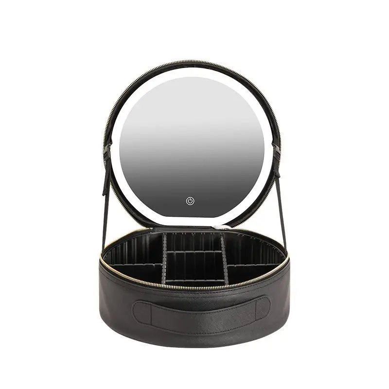 Round cosmetic bag with mirror LED light Partition storage Cosmetics travel portable portable follow-up bag simple
Round cosmetic bag with mirror LED light Partition storage Cosmetics travel portable portable follow-up bag simple