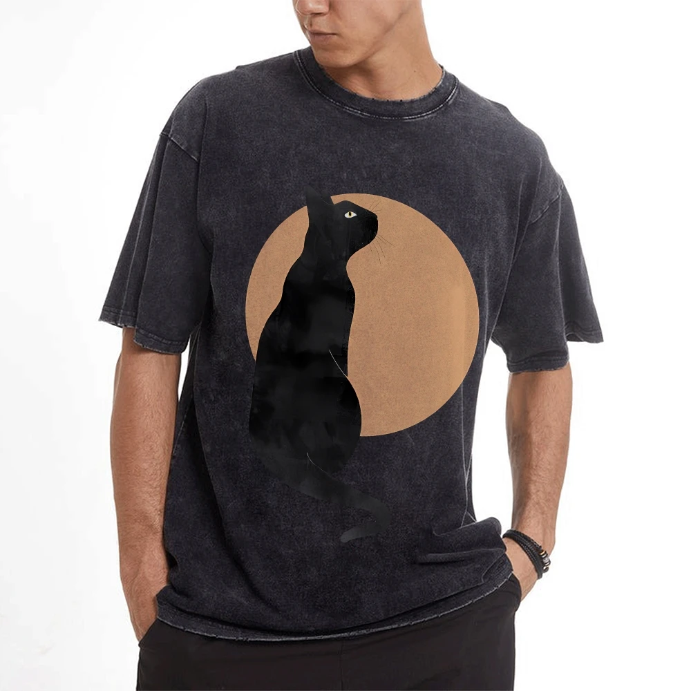 Vintage Oversized T-Shirt Y2K Cotton Casual Women‘s T-Shirt Short Sleeve Crew Neck Cartoon Cute Black Cat And Yellow Moon
Vintage Oversized T-Shirt Y2K Cotton Casual Women‘s T-Shirt Short Sleeve Crew Neck Cartoon Cute Black Cat And Yellow Moon
