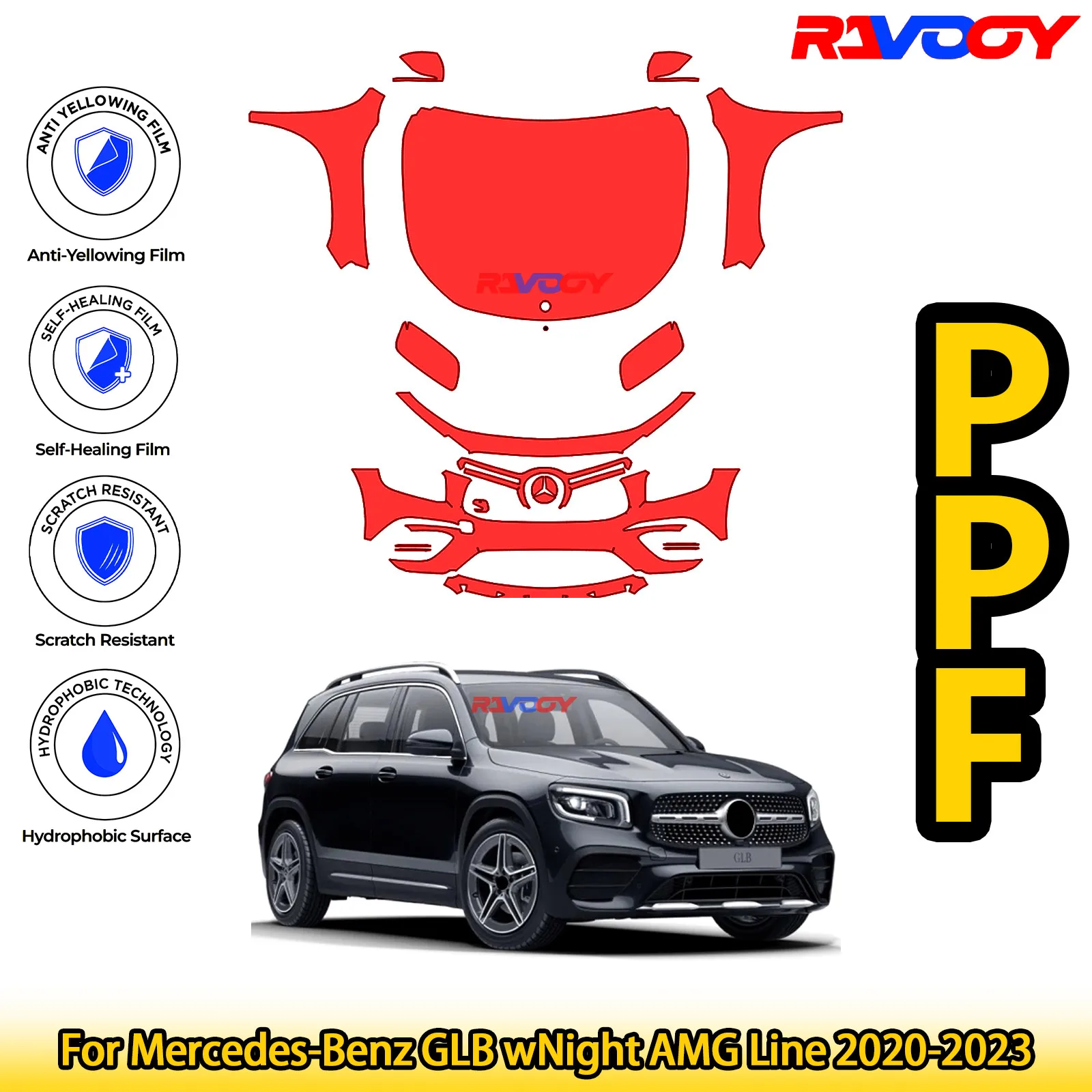 For Mercedes-Benz GLB wNight AMG Line 2020-2023 Glossy Matte Black Precut front PPF Kit Paint Protection Film
For Mercedes-Benz GLB wNight AMG Line 2020-2023 Glossy Matte Black Precut front PPF Kit Paint Protection Film