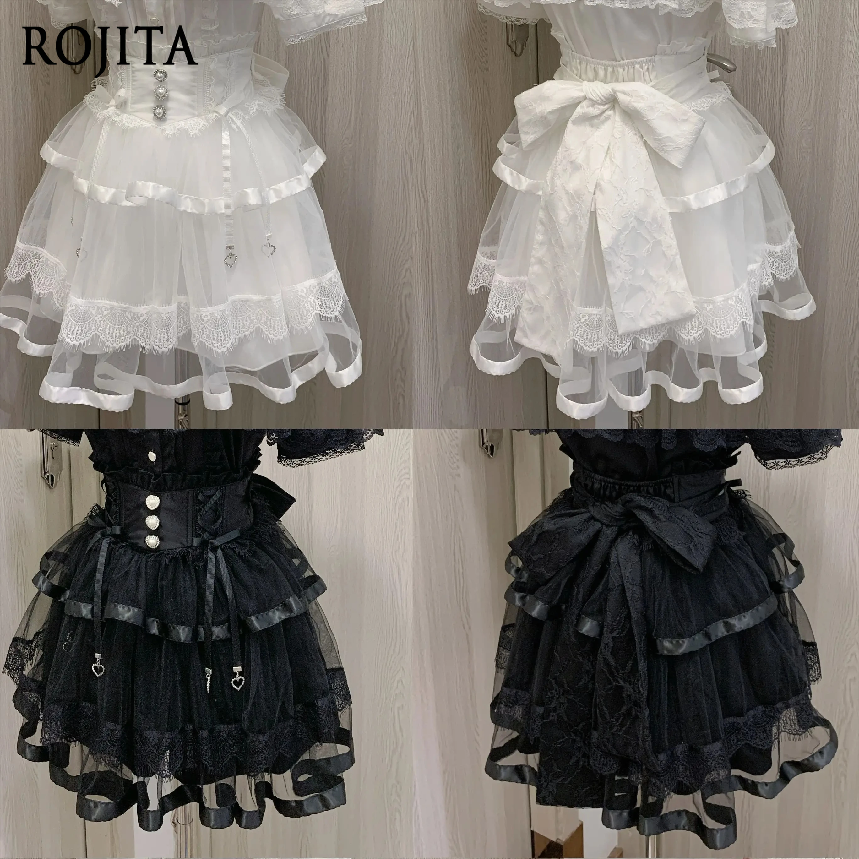 White Tiered Tulle Lolita Skirt High-Waisted Corset Waist with Heart Buttons Bow Lace Mesh Japanese Gothic Style Mini Skirt
White Tiered Tulle Lolita Skirt High-Waisted Corset Waist with Heart Buttons Bow Lace Mesh Japanese Gothic Style Mini Skirt
