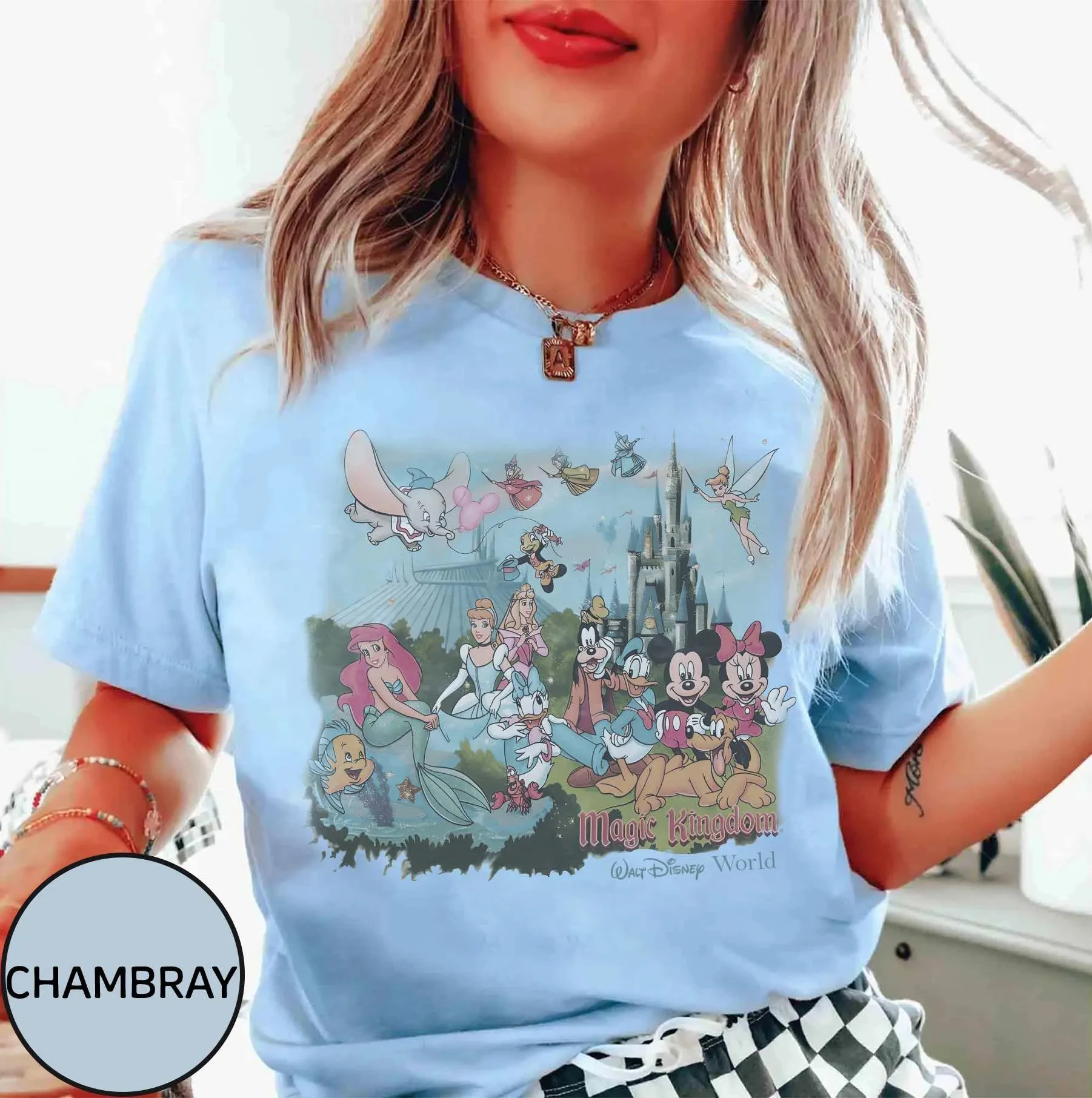 Женская футболка, женская спортивная футболка из хлопка шамбре с изображением Микки, Минни, Дамбо, Тинкер Белл, Ариэль, Гуфи, Плуто, Замок
Женская футболка, женская спортивная футболка из хлопка шамбре с изображением Микки, Минни, Дамбо, Тинкер Белл, Ариэль, Гуфи, Плуто, Замок